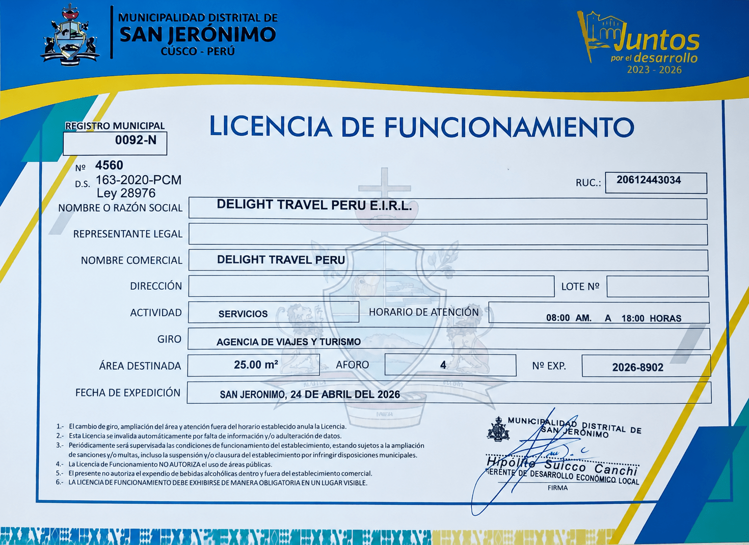 DELIGHT-TRAVEL-PERU-LICENCIA-DE-FUNCIONAMIENTO
